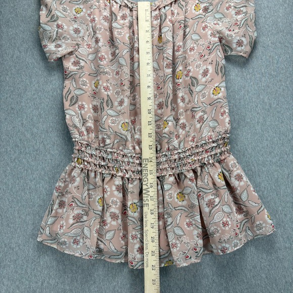 MAX EDITION Top Womens L Rose Pink Knit Floral Smocked Peplum Earthy Blouse NWT - Picture 4 of 12
